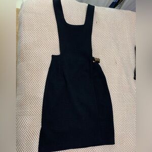 Vintage Black Mini Dress, jumper, pinafore, wool, size small, S, 90s